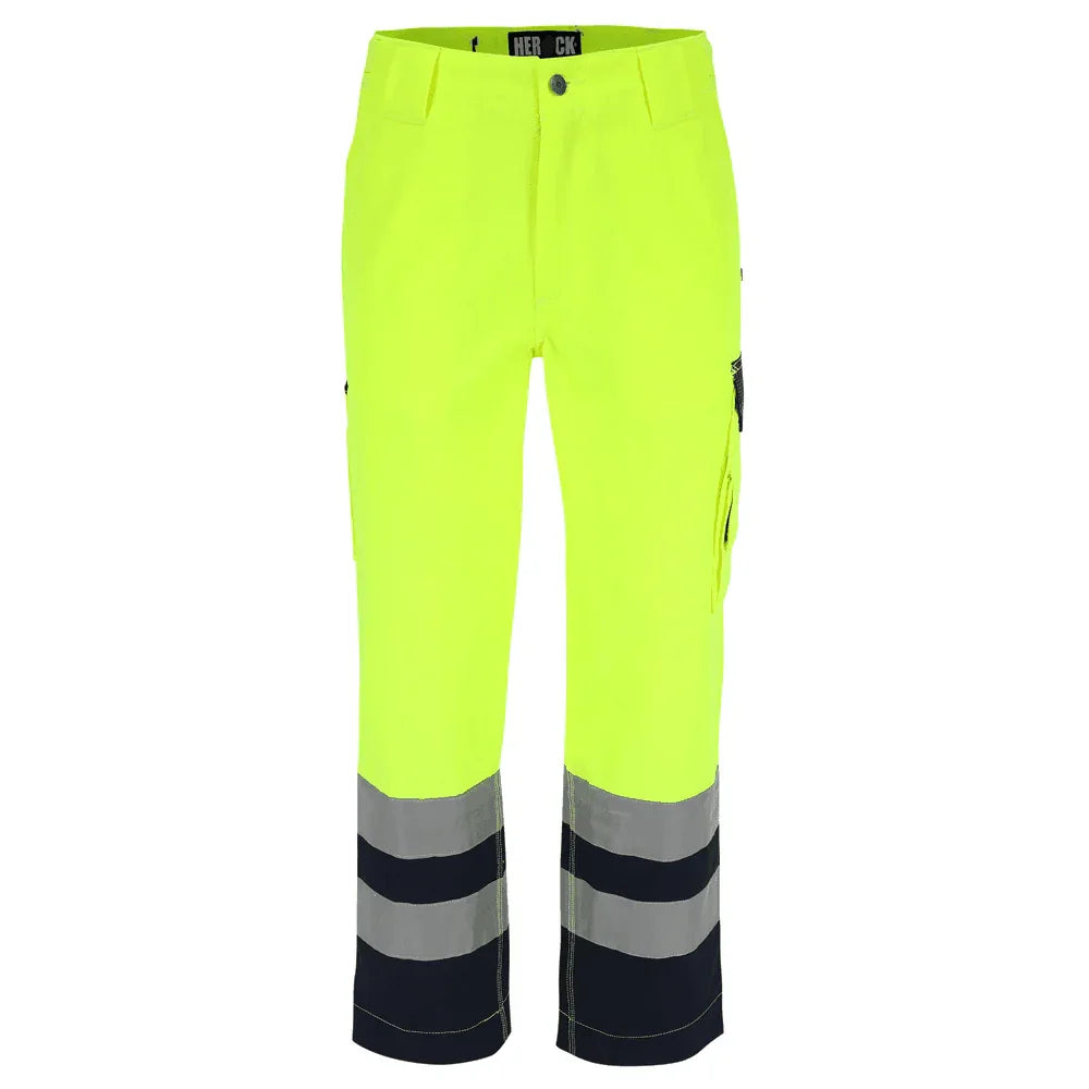 Herock Olympus Hi-Vis Water-Repellent Trousers Yellow Navy