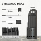 4 Piece Fireplace Companion Set, Metal Fireplace Accessories with Broom, Shovel, Poker, Bucket, Black