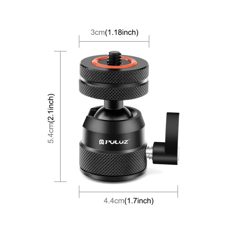 PULUZ Multifunctional Aluminum Alloy Mini Ball Head Tripod Mount Adapter, Cold Shoe & 1/4 Screw Dual-Use, Dual-Use Ball Head Tripod