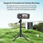 Metal Protective Cage Rig Housing Frame with Expand Cold Shoe Base – Magnetic, Aluminum Alloy, Drop Protection, For Insta360 X4 Air
