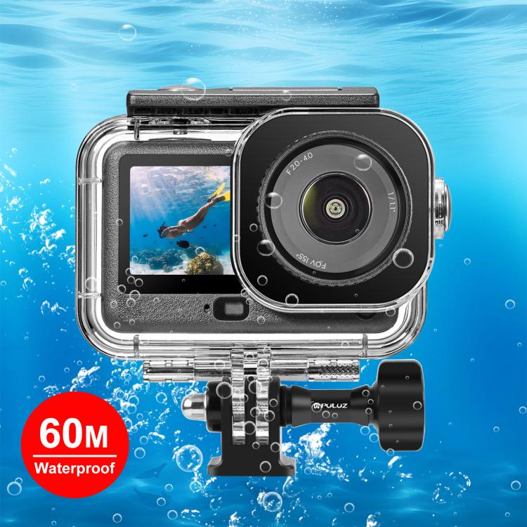 For DJI Osmo Action 6 PULUZ 60m / 196ft Underwater Waterproof Diving Shell with Invisible Adapter & Long Screw, Waterproof Shell Waterproof Shell