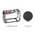 For DJI Osmo Action 6 PULUZ Metal Dual-Opening Camera Cage Expandable Frame with Silicone Lens Cap, Dual-Opening Cage