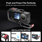 For DJI Osmo Action 6 PULUZ Metal Dual-Opening Camera Cage Expandable Frame with Silicone Lens Cap, Dual-Opening Cage