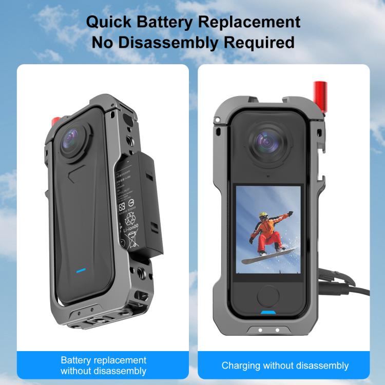 For Insta360 X4 Air PULUZ Metal Protective Cage Expansion Frame with Cold Shoe Bases & Lens Cover, For Insta360 X4 Air Lens Cover