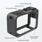For DJI Osmo Action 6 PULUZ Plastic Cage Vertical-Horizontal Expansion Adapter Frame with Cold Shoe, Plastic Cage