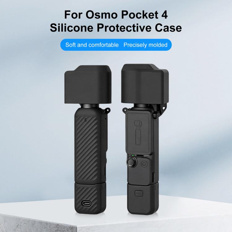 For DJI OSMO Pocket 4 4 in 1 Body Lens Handle Screen Silicone TPU Cover – Lanyard, TPU
