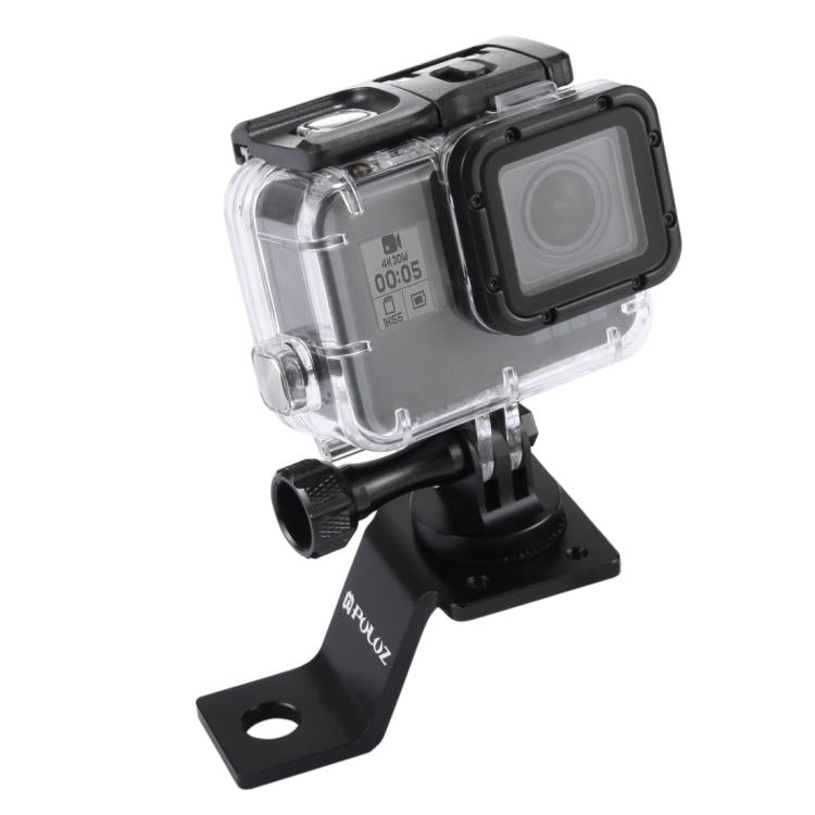 PULUZ Aluminum Alloy Motorcycle Fixed Holder Mount with Tripod Adapter & Screw for GoPro, Insta360, DJI and Other Action Cameras, Fixed Mount 2 (Black), Fixed Mount 2 (Silver), Fixed Mount 2 (Red), Fixed Mount 2 (Blue), Fixed Mount 2 (Gold) Fixed Mount 2 (Black) Black