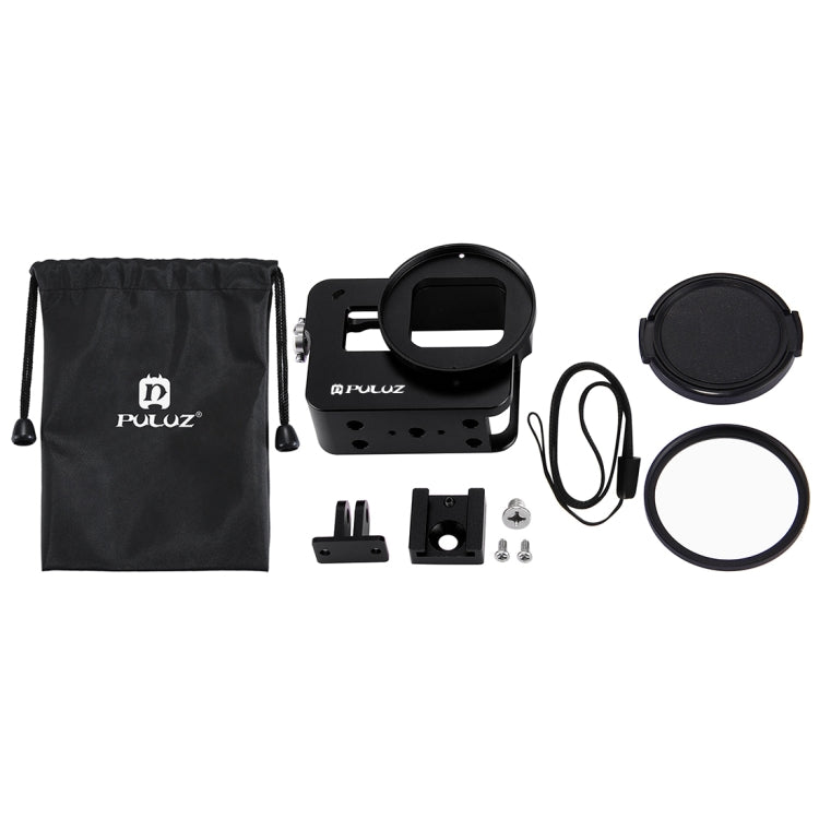 Housing Shell CNC Aluminum Alloy Protective Cage with 52mm UV Lens for GoPro HERO(2018) /7 Black /6 /5 – Lanyard, Aluminum Alloy, For HERO6 /5 No Frame, For HERO5/6 No Frame