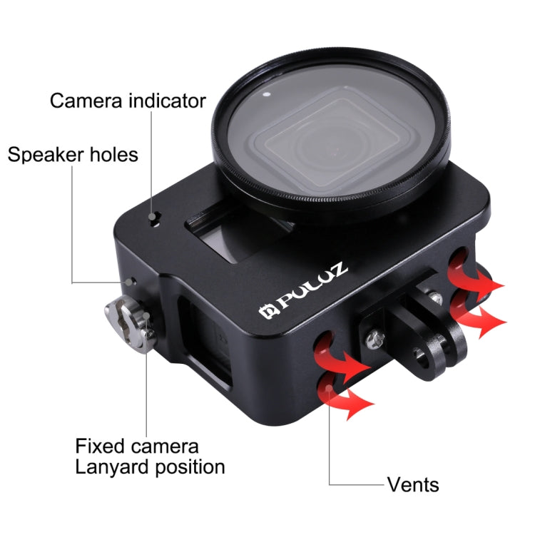 Housing Shell CNC Aluminum Alloy Protective Cage with 52mm UV Lens for GoPro HERO(2018) /7 Black /6 /5 – Lanyard, Aluminum Alloy, For HERO6 /5 No Frame, For HERO5/6 No Frame