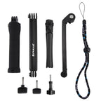 PULUZ 3-Way Grip Foldable Tripod Selfie-stick Extension Monopod for GoPro, Insta360 ONE R, DJI Osmo Action and Other Action Cameras, Length: 20-58cm, Length: 20-58cm