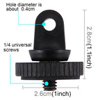 PULUZ 1/4 inch Screw Tripod Mount Adapter for GoPro, Insta360, DJI and Other Action Cameras 5mm Diameter Screw Hole, 3.3cm Diameter, 3.3cm Tripod Mount Adapter