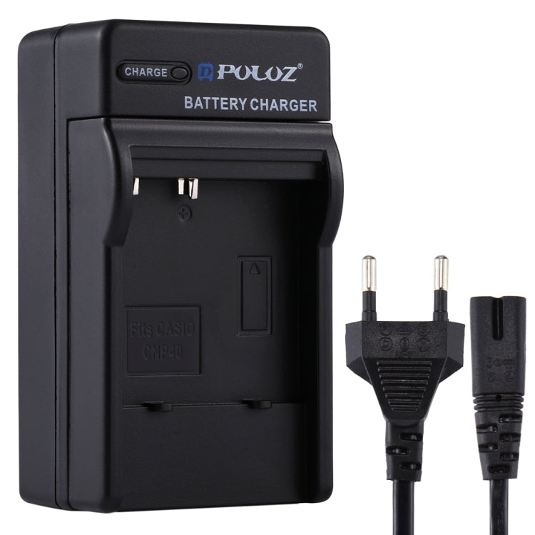 PULUZ EU Plug Battery Charger with Cable for CASIO CNP40 Battery, CNP40 EU Plug CNP40 EU Plug