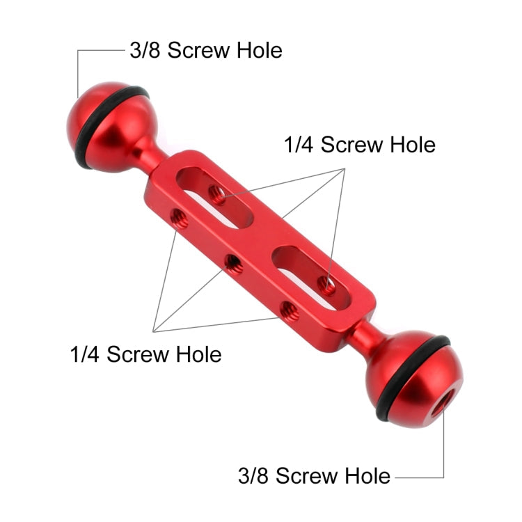 PULUZ 5.1 inch 13cm Aluminum Alloy Dual Balls Arm, Ball Diameter: 25mm, 5.1 inch (Black), 5.1 inch (Red)
