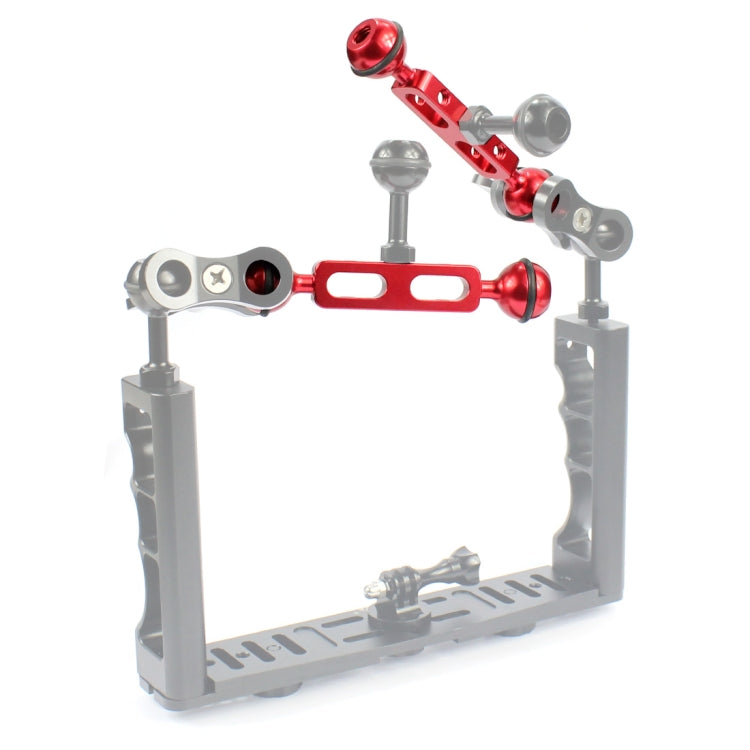 PULUZ 5.1 inch 13cm Aluminum Alloy Dual Balls Arm, Ball Diameter: 25mm, 5.1 inch (Black), 5.1 inch (Red)
