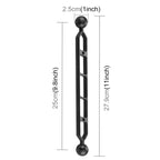 PULUZ 11.0 inch 27.9cm Aluminum Alloy Dual Balls Arm, Ball Diameter: 25mm, 11.0 inch (Black)