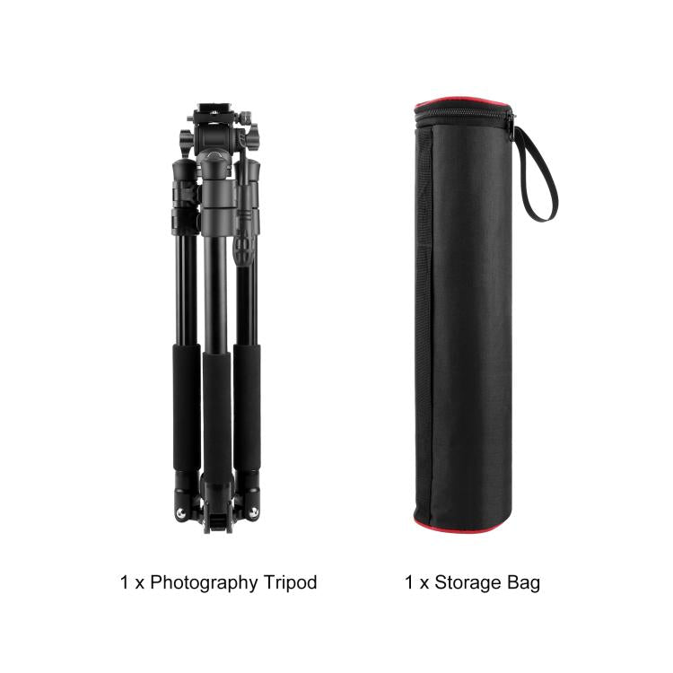 PULUZ 1.6m Reverse-Folding Professional Video Tripod with Fluid Drag Head, 1.6m Reverse-Folding