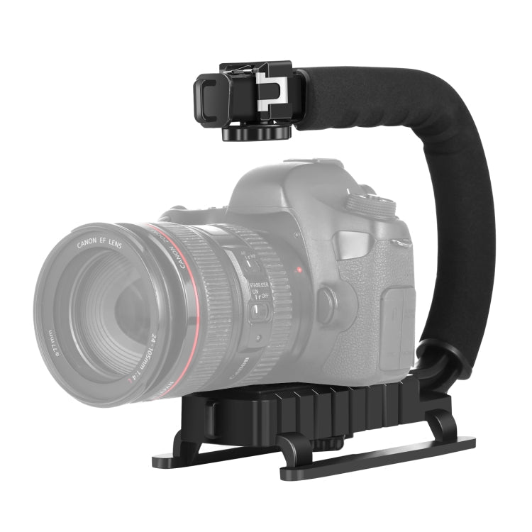 PULUZ U/C Shape 3-Head Cold Shoes Portable Handheld DV Bracket Stabilizer for All SLR Cameras and Home DV Camera, C-Shaped Bracket C-Shaped Bracket PU3005