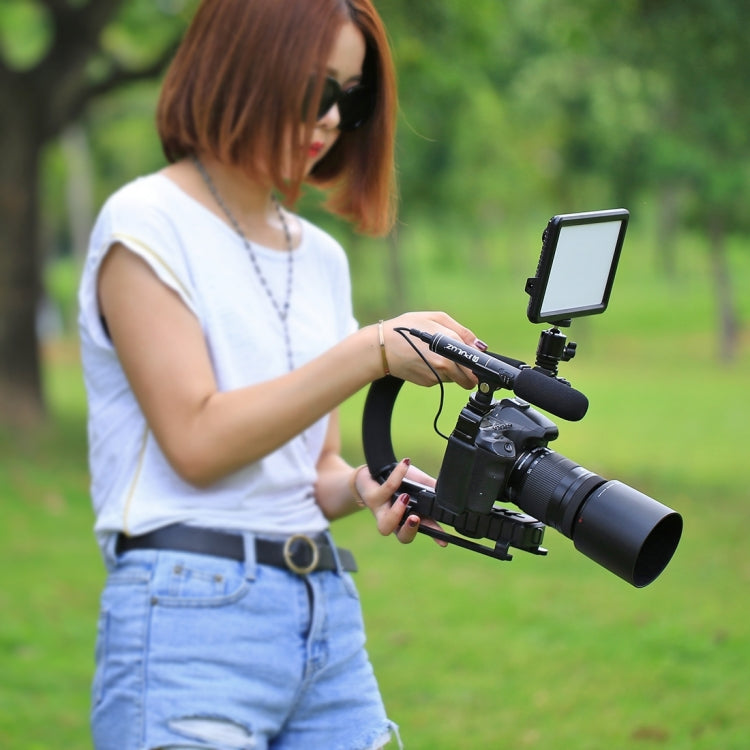 U/C Shape 3-Head Cold Shoes Portable Handheld DV Bracket Stabilizer Kit with Cold Shoe Tripod Head & Phone Clamp & Quick Release Buckle & Long Screw for All SLR Cameras and Home DV Camera, C-Shaped Bracket Kits – Durable Build, Easy to Use