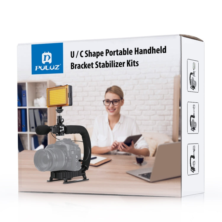 U/C Shape 3-Head Cold Shoes Portable Handheld DV Bracket Stabilizer Kit with Cold Shoe Tripod Head & Phone Clamp & Quick Release Buckle & Long Screw for All SLR Cameras and Home DV Camera, C-Shaped Bracket Kits – Durable Build, Easy to Use
