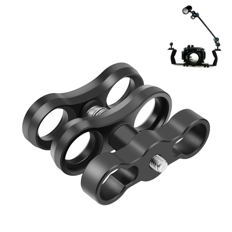 PULUZ Dual Aluminum Alloy Clamp for Underwater Arm System, Dual Ball (Black) Dual Ball (Black)