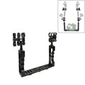 PULUZ Dual Handle Aluminium Tray Stabilizer with Dual Ball Aluminum Alloy Clamp for Underwater Camera Housings, Dual Ball Dual Ball
