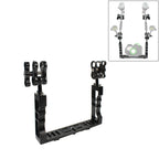 PULUZ Dual Handle Aluminium Tray Stabilizer with Dual Ball Aluminum Alloy Clamp for Underwater Camera Housings, Dual Ball Dual Ball