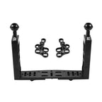 PULUZ Dual Handle Aluminium Tray Stabilizer with Dual Ball Aluminum Alloy Clamp for Underwater Camera Housings, Dual Ball