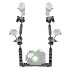 PULUZ Dual Handle Aluminium Tray Stabilizer with 2 x Dual Ball Aluminum Alloy Clamp & 2 x 7 inch Floating Arm for Underwater Camera Housings, 2 x Dual Ball(Black)
