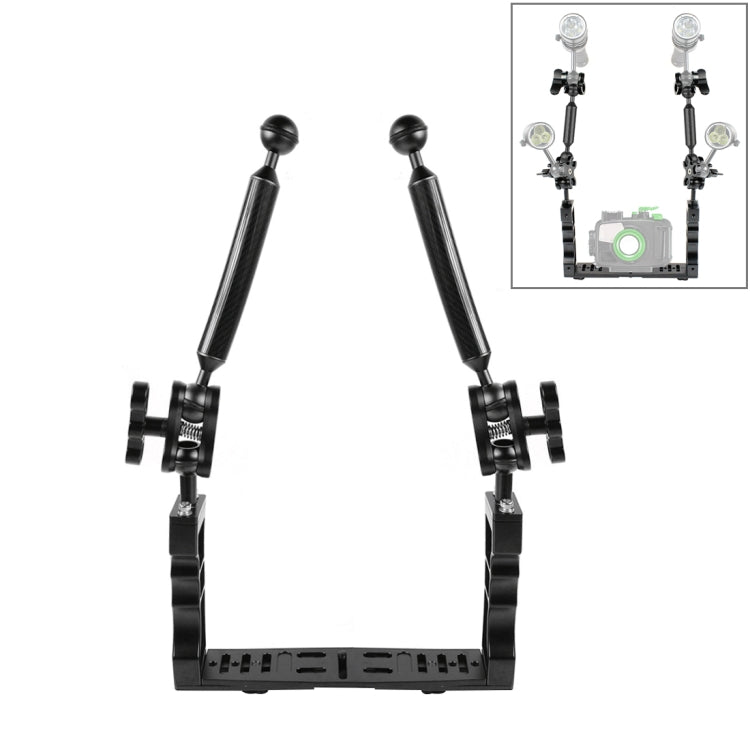 PULUZ Dual Handle Aluminium Tray Stabilizer with 2 x Dual Ball Aluminum Alloy Clamp & 2 x 7 inch Floating Arm for Underwater Camera Housings, 2 x Dual Ball(Black) 2 x Dual Ball(Black) Black