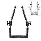 PULUZ Dual Handle Aluminium Tray Stabilizer with 2 x Dual Ball Aluminum Alloy Clamp & 2 x 7 inch Floating Arm for Underwater Camera Housings, 2 x Dual Ball(Black) 2 x Dual Ball(Black) Black
