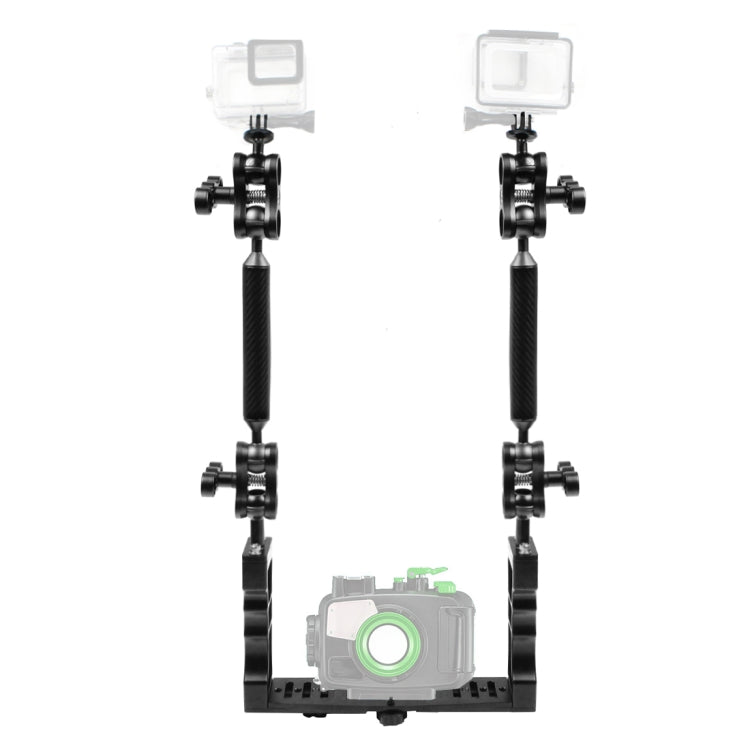 PULUZ Dual Handle Aluminium Tray Stabilizer with 4 x Dual Ball Aluminum Alloy Clamp & 2 x 7 inch Floating Arm & 2 x Ball Head Adapter for Underwater Camera Housings, 4 x Dual Ball 4 x Dual Ball