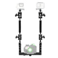 PULUZ Dual Handle Aluminium Tray Stabilizer with 4 x Dual Ball Aluminum Alloy Clamp & 2 x 7 inch Floating Arm & 2 x Ball Head Adapter for Underwater Camera Housings, 4 x Dual Ball 4 x Dual Ball
