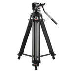 Professional Heavy Duty Video Camcorder Aluminum Alloy Tripod with Fluid Drag Head for DSLR / SLR Camera, Adjustable Height: 80-160cm, 80-160cm Tripod – Aluminum Alloy