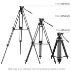 Professional Heavy Duty Video Camcorder Aluminum Alloy Tripod with Fluid Drag Head for DSLR / SLR Camera, Adjustable Height: 80-160cm, 80-160cm Tripod – Aluminum Alloy
