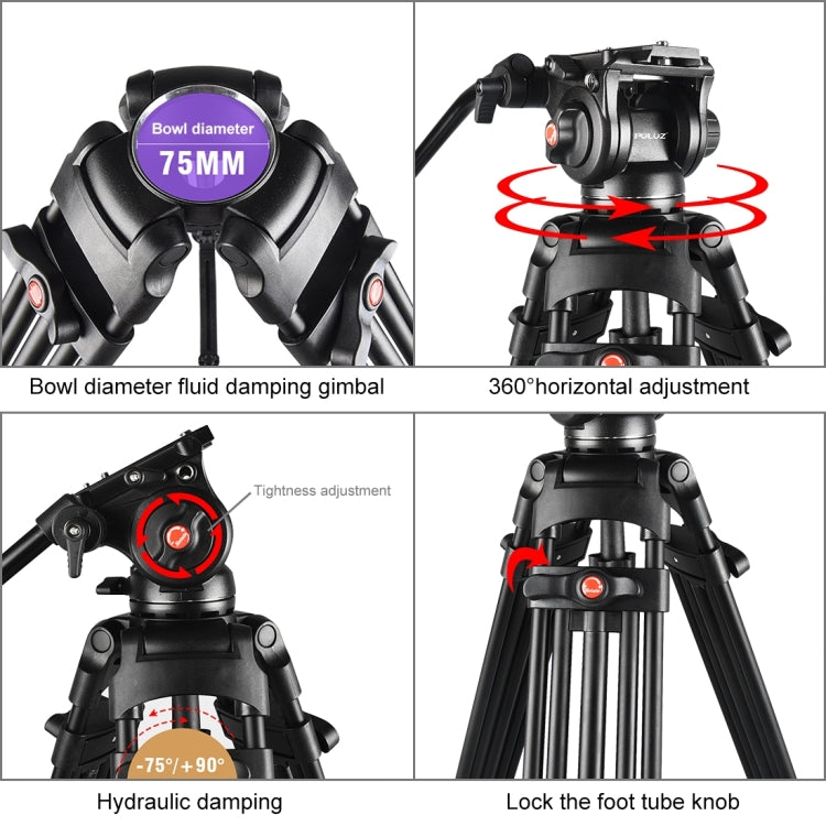 Professional Heavy Duty Video Camcorder Aluminum Alloy Tripod with Fluid Drag Head for DSLR / SLR Camera, Adjustable Height: 80-160cm, 80-160cm Tripod – Aluminum Alloy