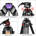 Professional Heavy Duty Video Camcorder Aluminum Alloy Tripod with Fluid Drag Head for DSLR / SLR Camera, Adjustable Height: 80-160cm, 80-160cm Tripod – Aluminum Alloy