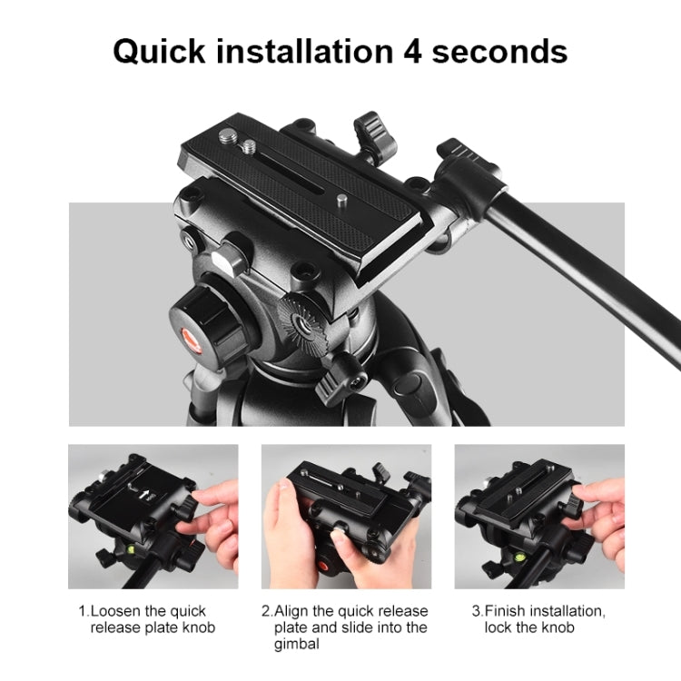 Professional Heavy Duty Video Camcorder Aluminum Alloy Tripod with Fluid Drag Head for DSLR / SLR Camera, Adjustable Height: 80-160cm, 80-160cm Tripod – Aluminum Alloy