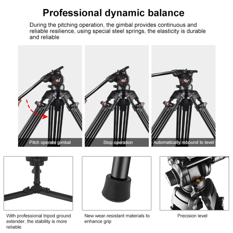Professional Heavy Duty Video Camcorder Aluminum Alloy Tripod with Fluid Drag Head for DSLR / SLR Camera, Adjustable Height: 80-160cm, 80-160cm Tripod – Aluminum Alloy