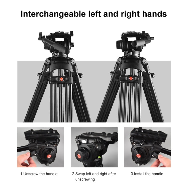 Professional Heavy Duty Video Camcorder Aluminum Alloy Tripod with Fluid Drag Head for DSLR / SLR Camera, Adjustable Height: 80-160cm, 80-160cm Tripod – Aluminum Alloy