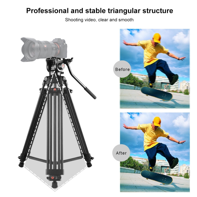 Professional Heavy Duty Video Camcorder Aluminum Alloy Tripod with Fluid Drag Head for DSLR / SLR Camera, Adjustable Height: 80-160cm, 80-160cm Tripod – Aluminum Alloy