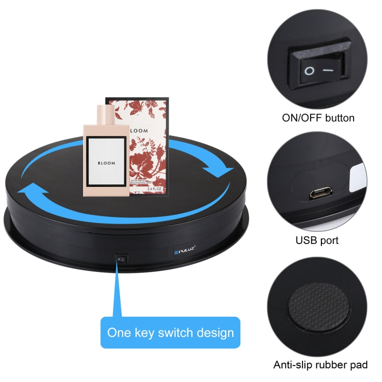 PULUZ 30cm USB Electric Rotating Turntable Display Stand Video Shooting Props Turntable for Photography, Load 10-20kg, 30cm Load Load 10-20kg Black, 30cm Load Load 10-20kg White