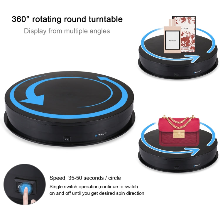 PULUZ 30cm USB Electric Rotating Turntable Display Stand Video Shooting Props Turntable for Photography, Load 10-20kg, 30cm Load Load 10-20kg Black, 30cm Load Load 10-20kg White
