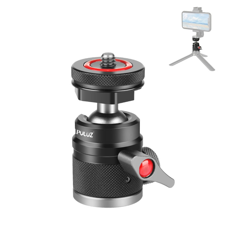PULUZ Aluminum Alloy Ball Head Tripod Mount with Cold Shoe Base, Cold Shoe Ball Head Cold Shoe Ball Head PU3075B