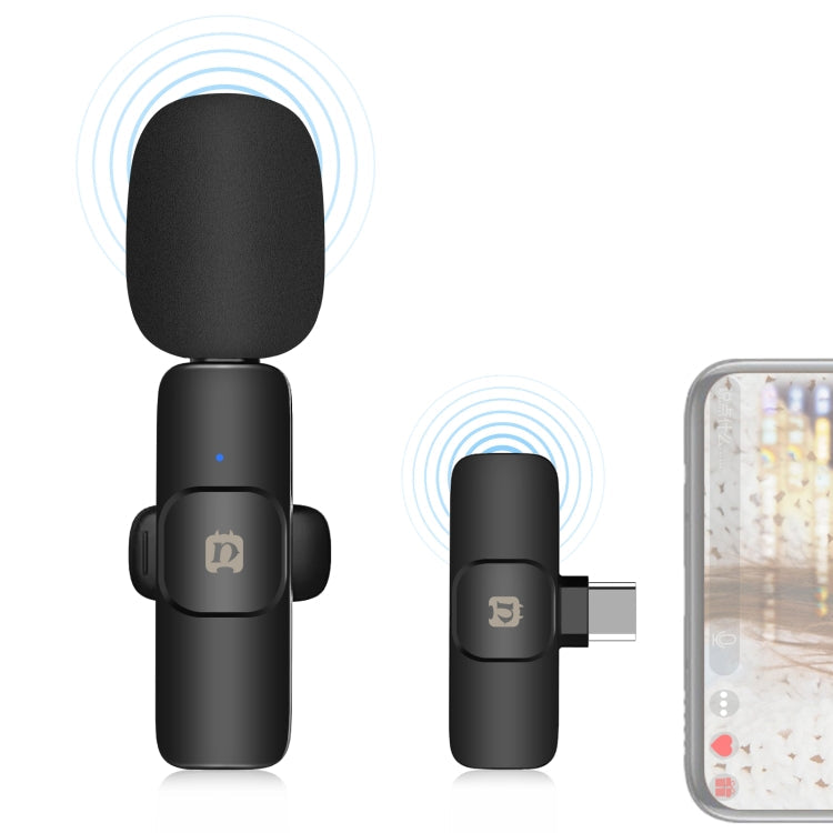 PULUZ Wireless Lavalier Noise Reduction Reverb Microphone for Type-C / USB-C Device, Support Phone Charging, Type-C Wireless Microphone Type-C Wireless Microphone