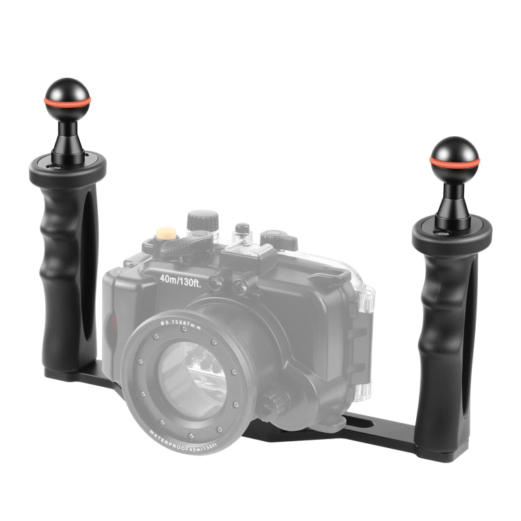 PULUZ Dual Handles Aluminium Alloy Tray Stabilizer for Underwater Camera Housings, B Type Alloy Tray Stabilizer(Black) B Type Alloy Tray Stabilizer(Black)