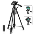 PULUZ Aluminum Selfie Live Tripod Mount with Three-dimensional Head & Phone Clamp, Adjustable Height: 55-139cm Adjustable Height: 55-139cm