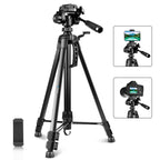 PULUZ Aluminum Selfie Live Tripod Mount with Three-dimensional Head & Phone Clamp, Adjustable Height: 55-139cm Adjustable Height: 55-139cm