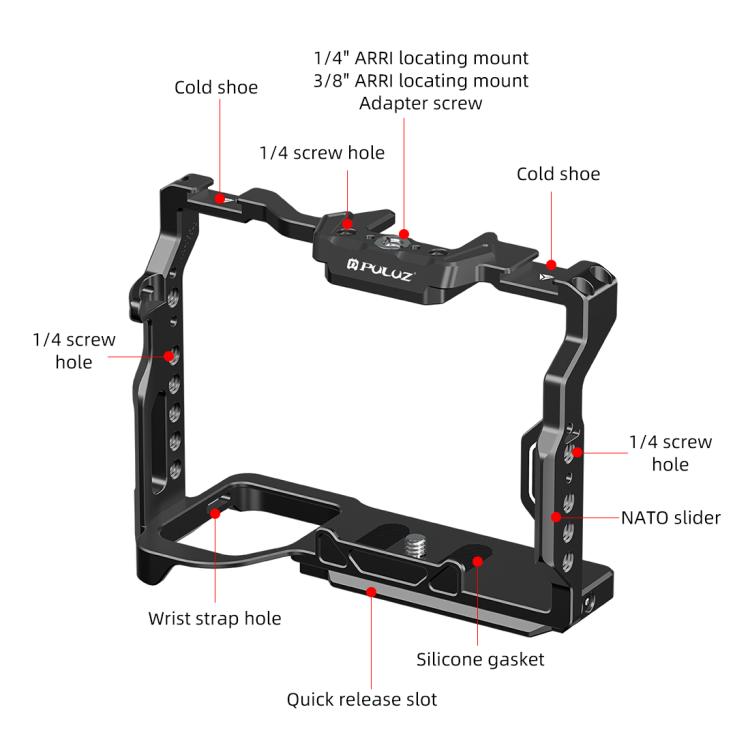 PULUZ Metal Camera Cage Stabilizer Rig for Sony A7 IV / ILCE-7M4 / A7M4 / A7M3 / A7R3 / A7R III / A7R5, For Sony A7 IV Cage