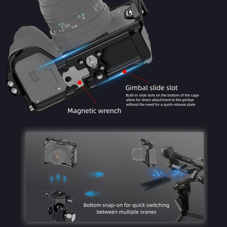 PULUZ Metal Camera Cage Stabilizer Rig for Sony A7 IV / ILCE-7M4 / A7M4 / A7M3 / A7R3 / A7R III / A7R5, For Sony A7 IV Cage