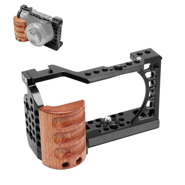 For Sony A6400 / A6300 / A6100 / 6000 PULUZ Wood Handle Metal Camera Cage Stabilizer Rig, For Sony A6400 / A6300 For Sony A6400 A6300